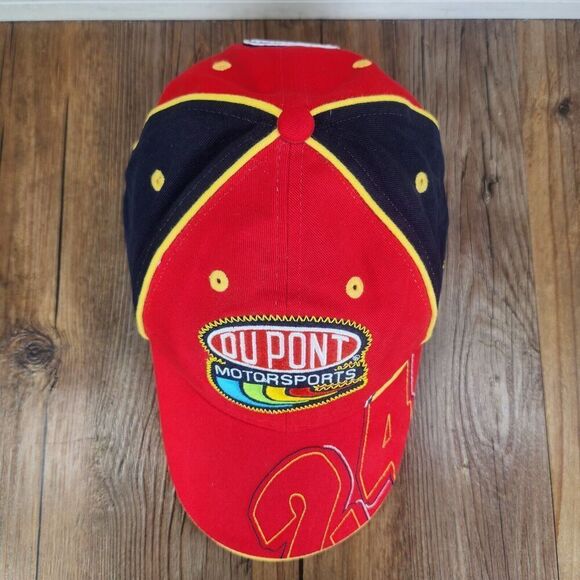 Du Pont Motorsports Jeff Gordon #24 Hendrick Strapback Hat Cap Racing Red NASCAR - Picture 7 of 10